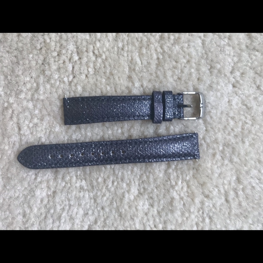 Metallic leather Michele 16mm watch strap